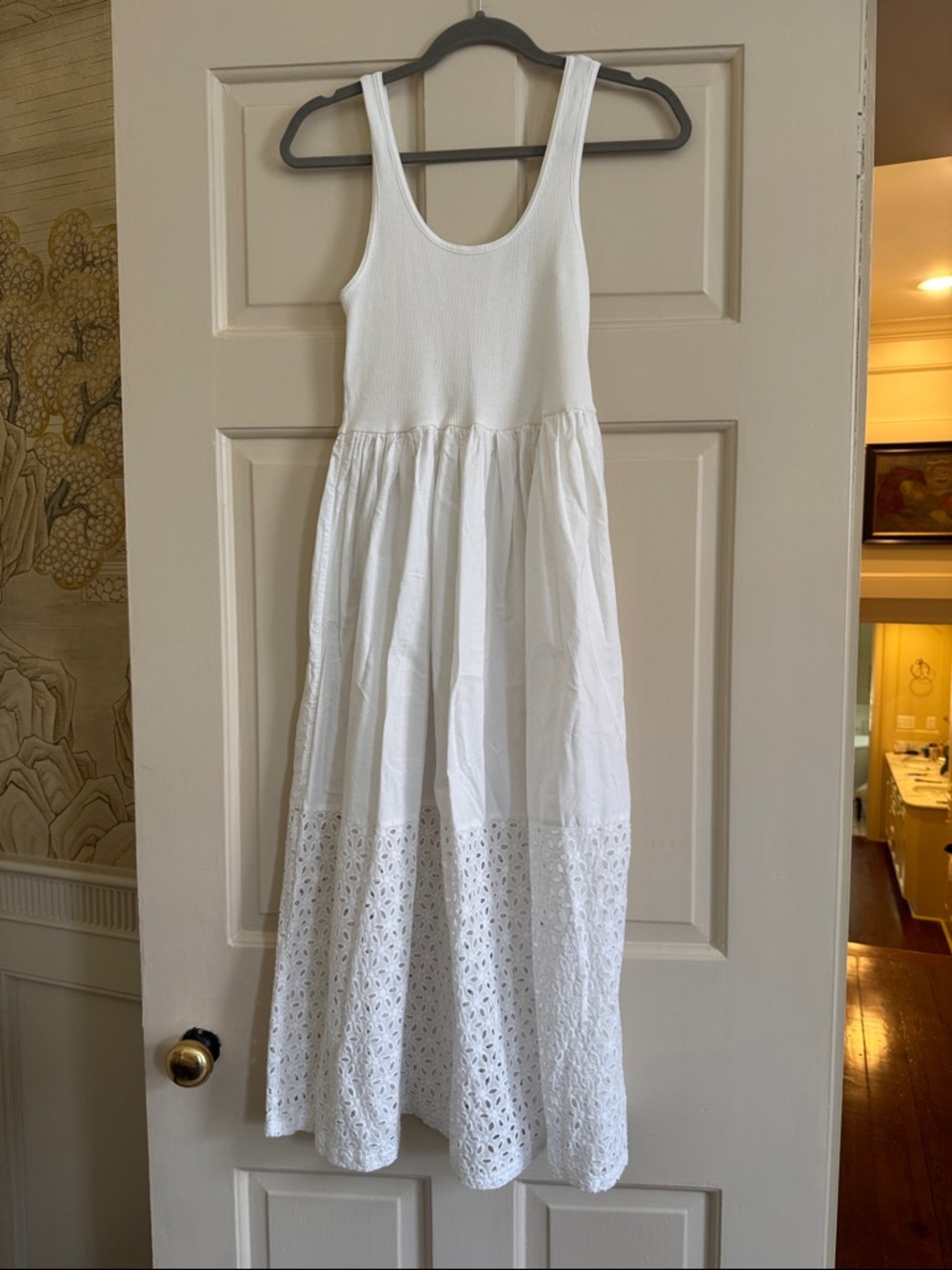 Zara White Eyelet Hem Maxi Sundress